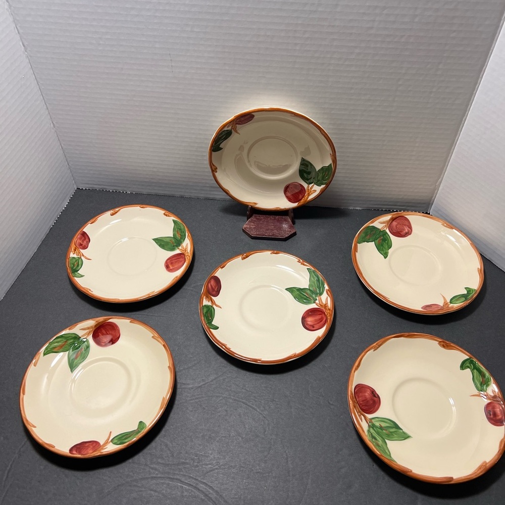 6 Franciscan ware apple pattern vintage‎ saucers.